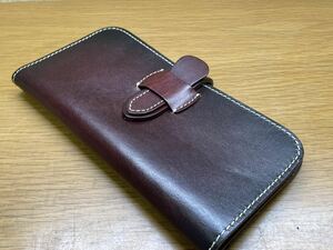 1 jpy highest. luxury * meat thickness new goods hand . Tochigi leather long wallet men's purse original leather wallet cow cow leather hand .. folding in half long wallet tea color 