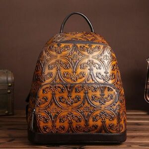  new goods hand dyeing fine quality cow leather leather rucksack lady's bag original leather Day Pack for women business bag unused 