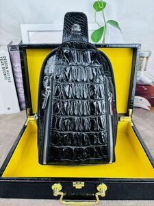 1 иен * специальный отбор * крокодил сумка "body" подлинный товар . кожа wani кожа мужской портфель общий натуральная кожа наклонный .. сумка черный чёрный 