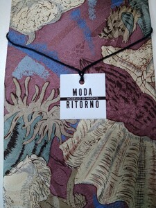 新品シルクネクタイ★MODA RITORNO(洋服の青山)海中生物幾何学パステル 紙タグ 日本製/※送料230円でタイ5本迄同梱可/スーツ同梱は送料無料