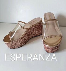 ESPERANZA レディースS エスペランサ 厚底 グリッターソール クリアカバーサンダル 22〜22.5相当 