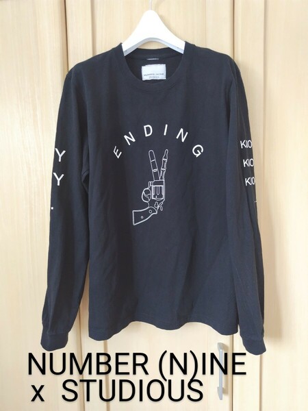 NUMBER (N)INE DENIM メンズ2 ナンバーナイン x STUDIOUS 別注 長袖Tシャツ カットソー ブラック M相当