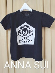 ANA SUI レディースXS アナスイ スカルプリント 半袖 チビ Tシャツ ブラック 正規品 送料無料アメリカ製