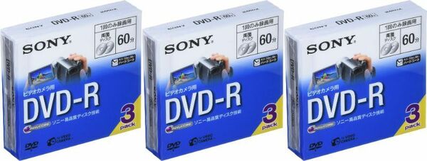 新品 送料無料 3枚入り3個セット 合計9枚セット ソニー SONY ビデオカメラ用 DVD-R 8cm DMR60A 青　ブルー