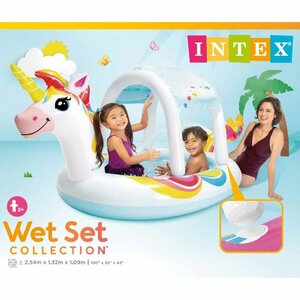  новый товар без доставки INTEX лошадь Unicorn спрей бассейн Inte ks Inte ks винил бассейн затенитель от солнца крыша арка белый ребенок семья белый 