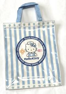 [Wn-134] HELLO KITTY* медсестра Kitty большая сумка ручная сумка задний Sanrio полоса! не использовался хранение товар 