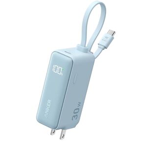 Anker Power Bank 30W Built-In USB-C ケーブル ブルー 新品