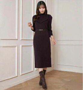 Herlipto belted ruffle cable-knit dress