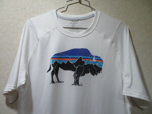 人気廃版モデル　Patagonia　ラッシュガード　半袖Tシャツ　フィッロイ・バイソン（BiSON）パタゴニア　（MEN'S,L)　