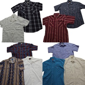 USHAME Оптовая резюме западная рубашка короткая рубашка 10 наборов (мужская L) Цветная смесь сплошной смеси. Проверка полоска MS7359