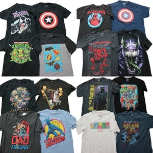 古着卸 まとめ マーベル DCコミック 半袖Tシャツ 16枚セット (メンズ M /L ) キャラクター スパイダーマン 黒 青 ネイビー グレー MS6997