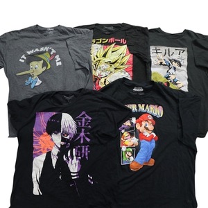 [ with translation ] old clothes . set sale character movie color mix print short sleeves T-shirt genre MIX55 pieces set ( men's ) anime Thai large game W6276