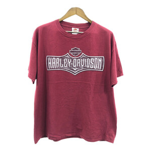 HARLEY DAVIDSON ハーレーダビッドソン 半袖Ｔシャツ バイク ロゴ ワインレッド (メンズ XL) 中古 古着 Q5400