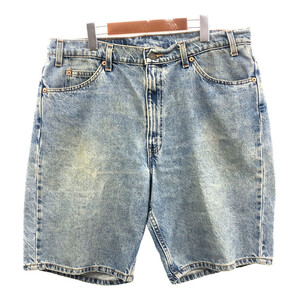 90年代 Levi's リーバイス 550 デニム ショートパンツ 大きいサイズ ライトブルー (メンズ W38) 中古 古着 Q5427