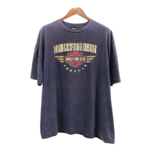 HARLEY DAVIDSON ハーレーダビッドソン テキサス 半袖Ｔシャツ 大きいサイズ バイク ロゴ ネイビー (メンズ 3XL) 中古 古着 Q5482