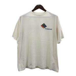 90年代 USA製 PREMIER SPORTSWEAR POLAROID ポラロイド 半袖Ｔシャツ 企業ロゴ カメラ ホワイト (メンズ XL) 中古 古着 Q5496