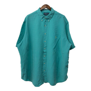 RALPH LAUREN ラルフローレン リネン シルク ボタンダウンシャツ 大きいサイズ ワンポイントロゴ (メンズ 3XB) 中古 古着 Q5550