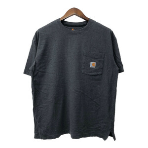 Carhartt カーハート ワンポイント ポケット 半袖Ｔシャツ グレー (メンズ L) 中古 古着 Q5560