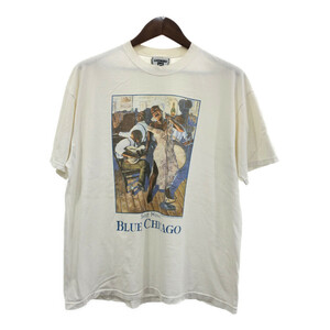 90年代 USA製 Lee リー BULE CHICAGO 半袖Ｔシャツ ホワイト (メンズ XL) 中古 古着 Q5602