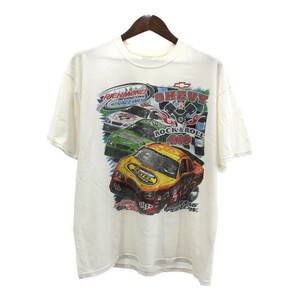 JERZEES ジャージーズ NASCAR ナスカー レーシング 半袖Ｔシャツ ホワイト (メンズ XL) 中古 古着 Q5693