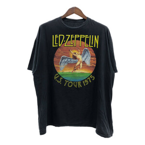 LED ZEPPELIN レッド・ツェッペリン ツアー 半袖Ｔシャツ 大きいサイズ バンドT ブラック (メンズ 2XL) 中古 古着 Q5763