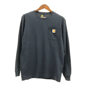 Carhartt カーハート ポケット 長袖Ｔシャツ ネイビー (メンズ S) 中古 古着 Q5823