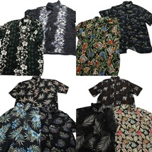 古着卸 まとめ売り 黒ボディ アロハシャツ 半袖シャツ 10枚セット (メンズ XL ) リーフ柄　花柄　ボックス　 MS8494_画像1