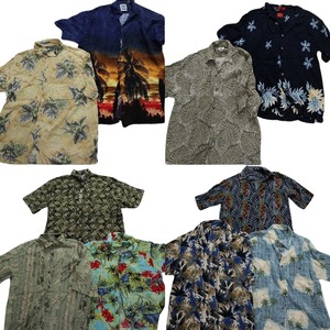 古着卸 まとめ売り レーヨン系 アロハシャツ 半袖シャツ 10枚セット (メンズ S /M /L /XL ) ヤシの木　リーフ柄　花柄　 MS8489