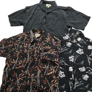 古着卸 まとめ売り 黒ボディ アロハシャツ 半袖シャツ 10枚セット (メンズ L ) カラーMIX 開襟シャツ ボックスシルエット MS8528