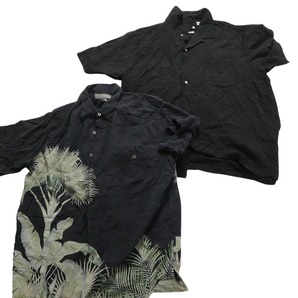 古着卸 まとめ売り 黒ボディ アロハシャツ 半袖シャツ 10枚セット (メンズ XL ) カラーMIX 開襟シャツ ボックスシルエット MS8527の画像4