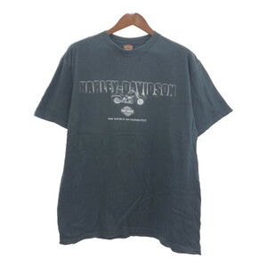 HARLEY DAVIDSON ハーレーダビッドソン 半袖Ｔシャツ バイク ロゴ ブラック (メンズ XL) 中古 古着 Q6013