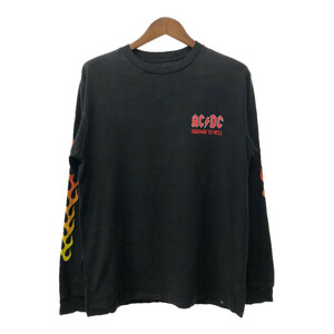 DC SHOES ディーシーシューズ ACDC HIGHWAY TO HELL コラボ 長袖Ｔシャツ バンドT ロゴ ブラック (メンズ S) 中古 古着 Q6043