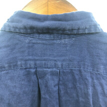 RALPH LAUREN ラルフローレン ボタンダウン リネン 半袖シャツ ワンポイント ブルー (メンズ XL) 中古 古着 Q6137_画像3