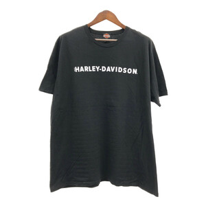 HARLEY DAVIDSON ハーレーダビッドソン 半袖Ｔシャツ 大きいサイズ ロゴ ブラック (メンズ 3XL) 中古 古着 Q6160