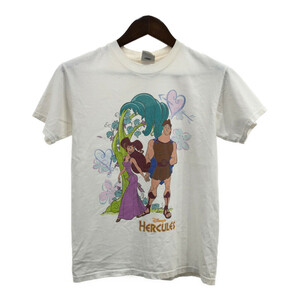 90年代 USA製 Disney ディズニー HERCULES ヘラクレス 半袖Ｔシャツ キャラクター ホワイト (メンズ S相当) 中古 古着 Q6161