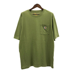 Carhartt カーハート ポケット 半袖Ｔシャツ ワンポイントロゴ グリーン (メンズ XL) 中古 古着 Q6208