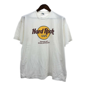 Hard Rock Cafe ハードロックカフェ フィリピン 半袖Ｔシャツ ロゴ ホワイト (メンズ L) 中古 古着 Q6352