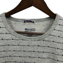 Champion チャンピオン AUTHENTIC オーセンティック ロゴ ボーダー 半袖Ｔシャツ グレー (メンズ XL) 中古 古着 Q6392_画像4