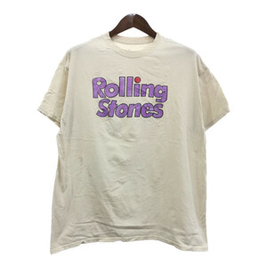 THE ROLLING STONES ローリング・ストーンズ 半袖Ｔシャツ バンドT ホワイト (メンズ L) 中古 古着 Q6468