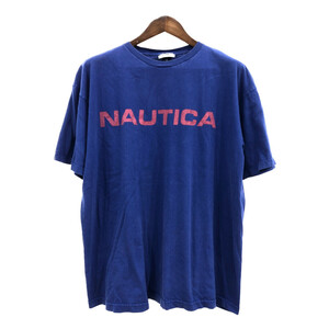 USA製 NAUTICA ノーティカ ロゴ 半袖Ｔシャツ ブルー (メンズ XL) 中古 古着 Q6480
