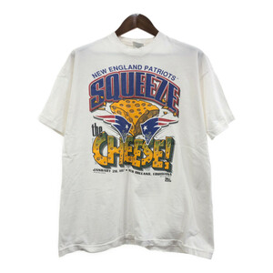 90年代 USA製 PRO PLAYER プロプレイヤー NFL ニューイングランド・ペイトリオッツ 半袖Ｔシャツ ホワイト (メンズ XL) 中古 古着 Q6493