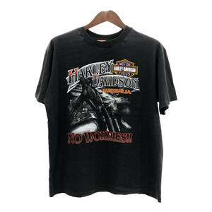 90年代 HARLEY DAVIDSON ハーレーダビッドソン オーストラリア 半袖Ｔシャツ バイク ロゴ ブラック (メンズ XL) 中古 古着 Q6565