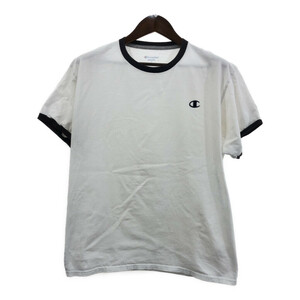 Champion チャンピオン AUTHENTIC オーセンティック リンガーＴシャツ ワンポイント ホワイト (メンズ L) 中古 古着 Q6566