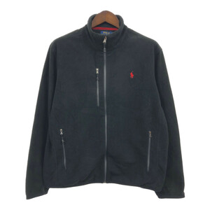 Polo by Ralph Lauren ポロ ラルフローレン フリースジャケット ワンポイント ブラック (メンズ L) 中古 古着 Q6602