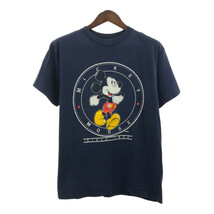 90年代 USA製 Disney ディズニー MICKEY UNLIMITED ミッキーマウス 半袖Ｔシャツ キャラクター ネイビー (メンズ LARGE) 中古 古着 Q6613_画像1