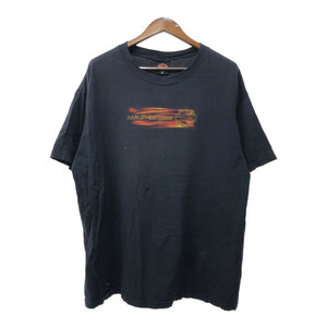 00年代 HARLEY DAVIDSON ハーレーダビッドソン 半袖Ｔシャツ 大きいサイズ バイク ブラック (メンズ 2XL) 中古 古着 Q6622