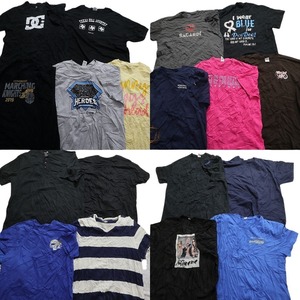 古着卸 まとめ売り カラーmix プリント 半袖Tシャツ 18枚セット (メンズ XL ) 英字ロゴ ワンポイントロゴ ボーダー カレッジ風 MS9723