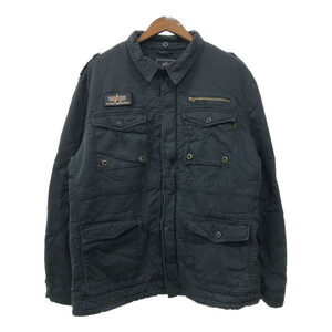 ALPHA INDUSTRIES アルファ インダストリーズ ミリタリージャケット 大きいサイズ ブラック (メンズ 2XL) 中古 古着 Q6731