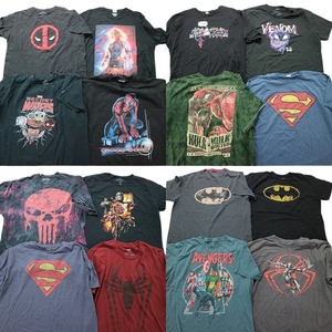 古着卸 まとめ売り マーベル DCコミック 半袖Tシャツ 16枚セット (メンズ XL /2XL ) スパイダーマン バットマン MS9386 1円スタート
