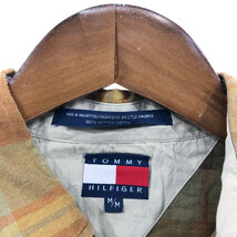 TOMMY HILFIGER トミーヒルフィガー ボタンダウン 長袖シャツ チェック ブラウン (メンズ M) 中古 古着 Q6885_画像5